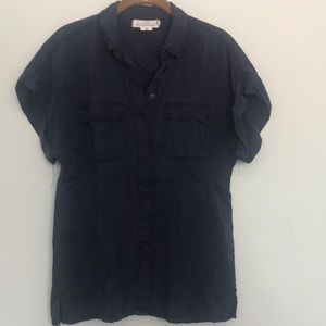 Navy short sleeve button down